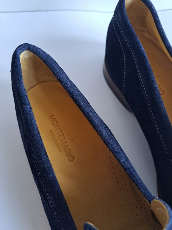 NEW Montemario Men\'s Navy Blue Suede Leather Slip on Loafers Shoes Size 41 main image 14